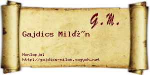 Gajdics Milán névjegykártya